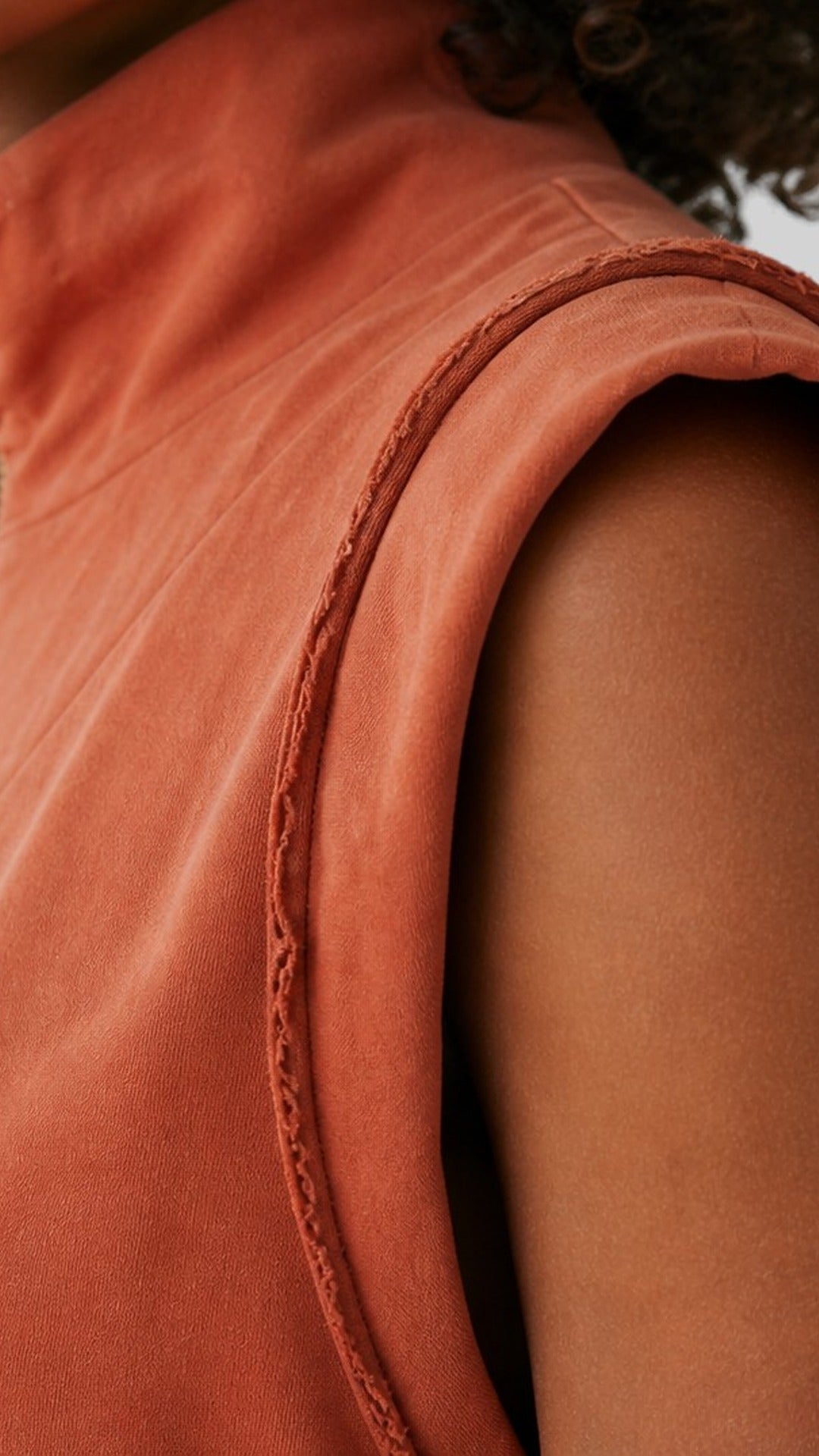 Organic Cotton Mock-Neck Sleeveless Top