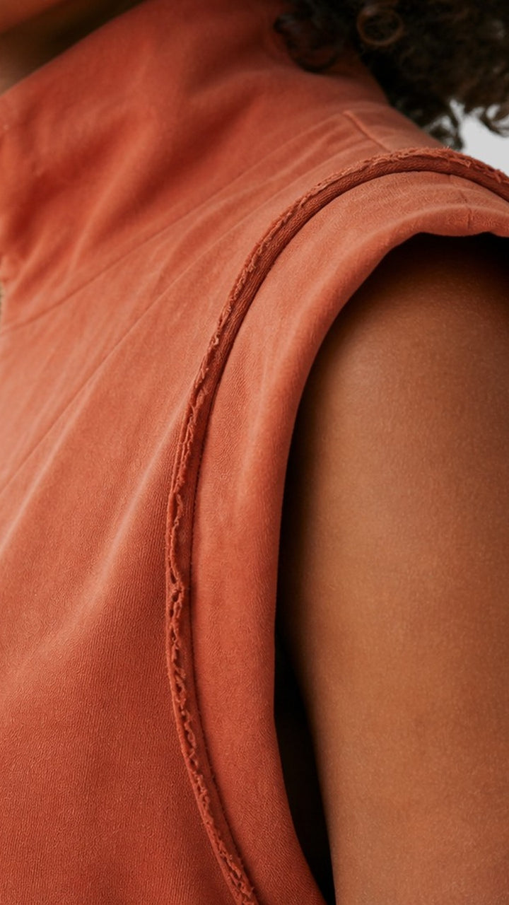 Organic Cotton Mock-Neck Sleeveless Top