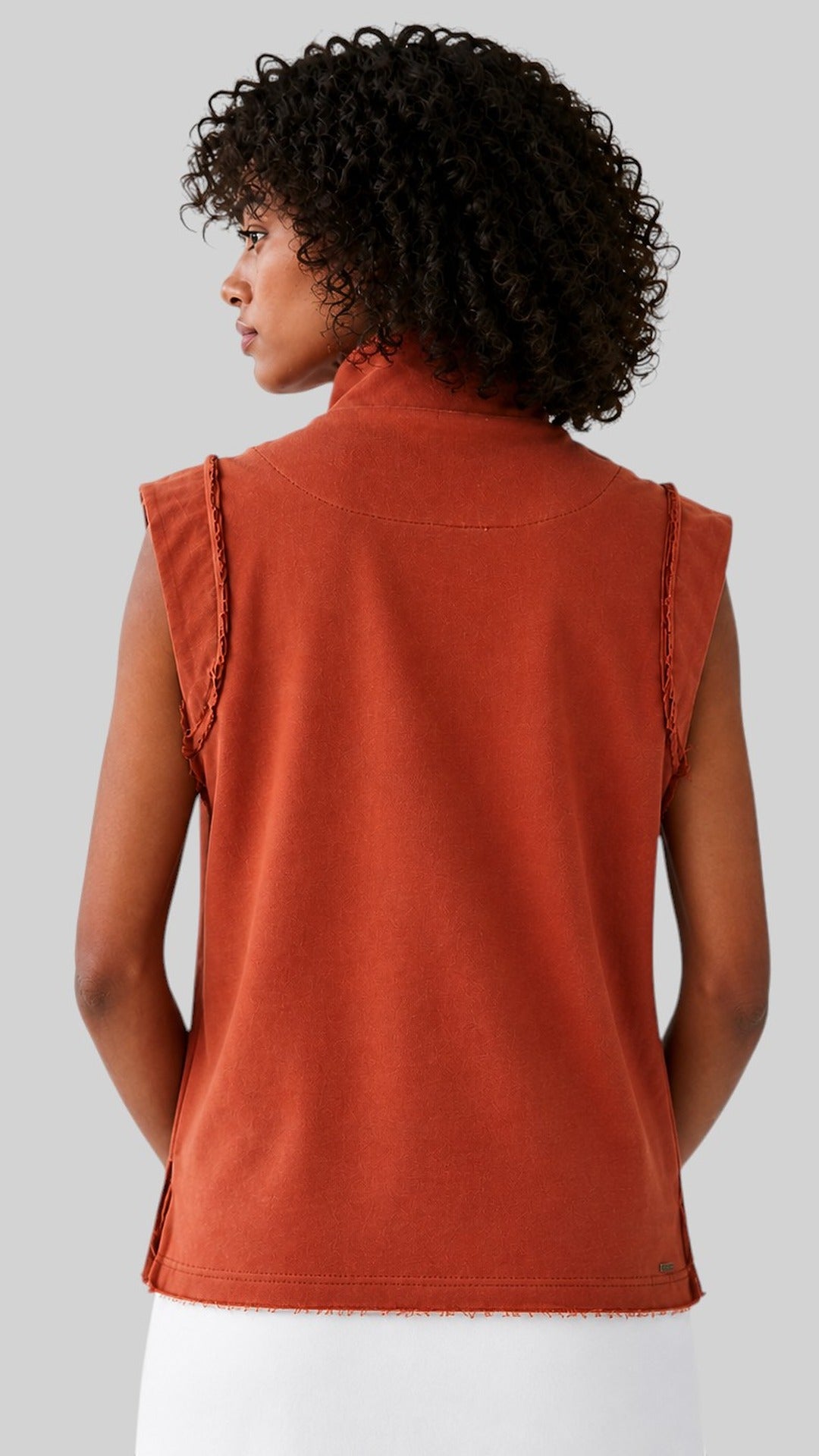 Organic Cotton Mock-Neck Sleeveless Top
