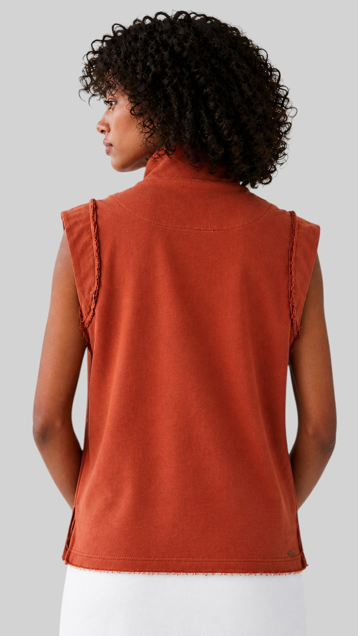 Organic Cotton Mock-Neck Sleeveless Top