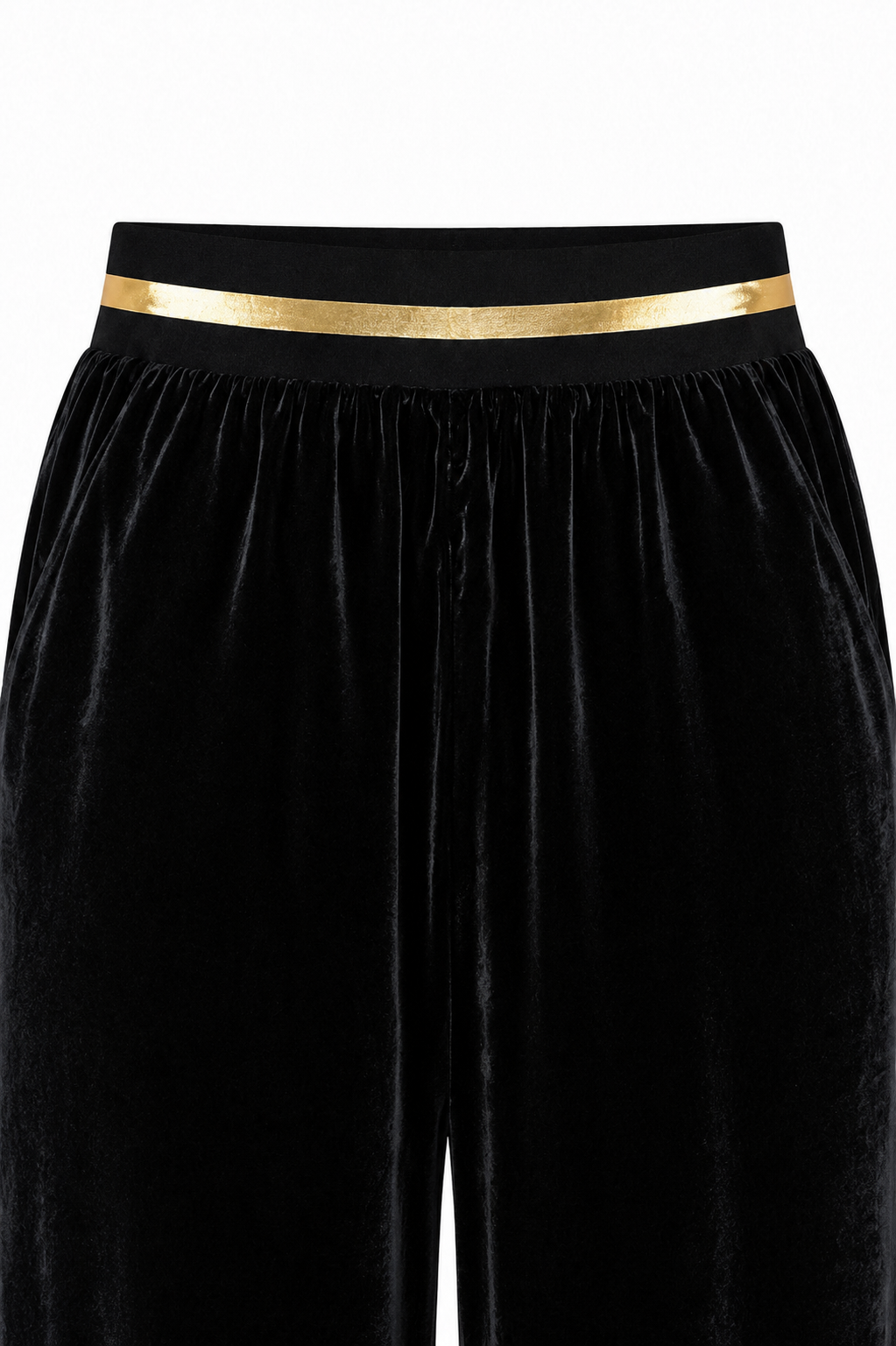 Mulberry Silk Velvet Wide-Leg Trousers