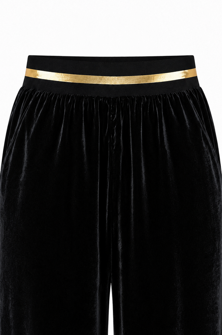 Mulberry Silk Velvet Wide-Leg Trousers