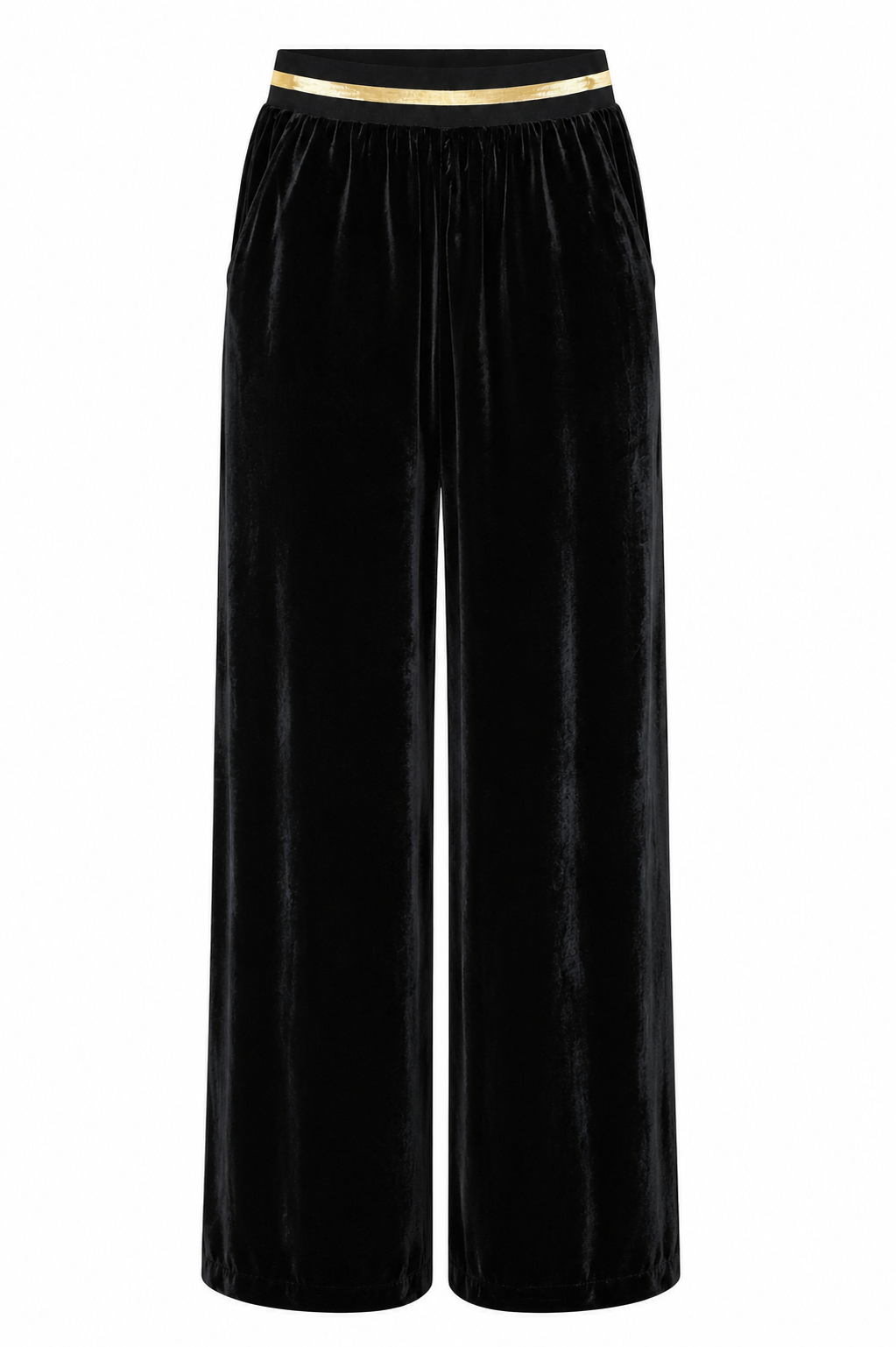 Mulberry Silk Velvet Wide-Leg Trousers