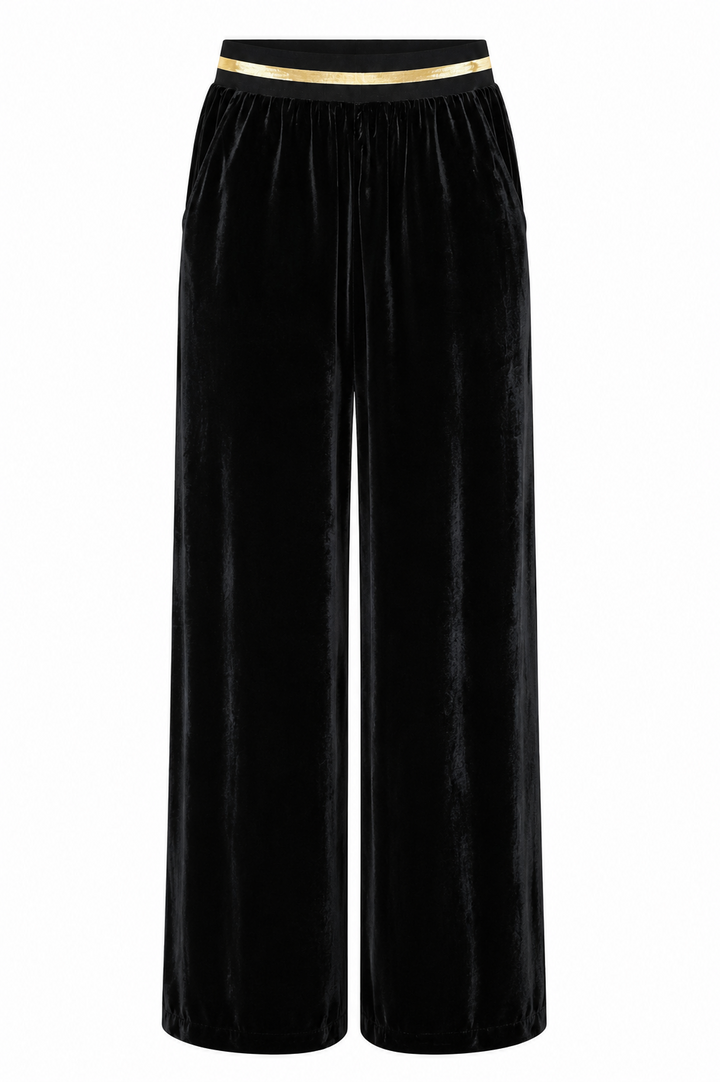 Mulberry Silk Velvet Wide-Leg Trousers