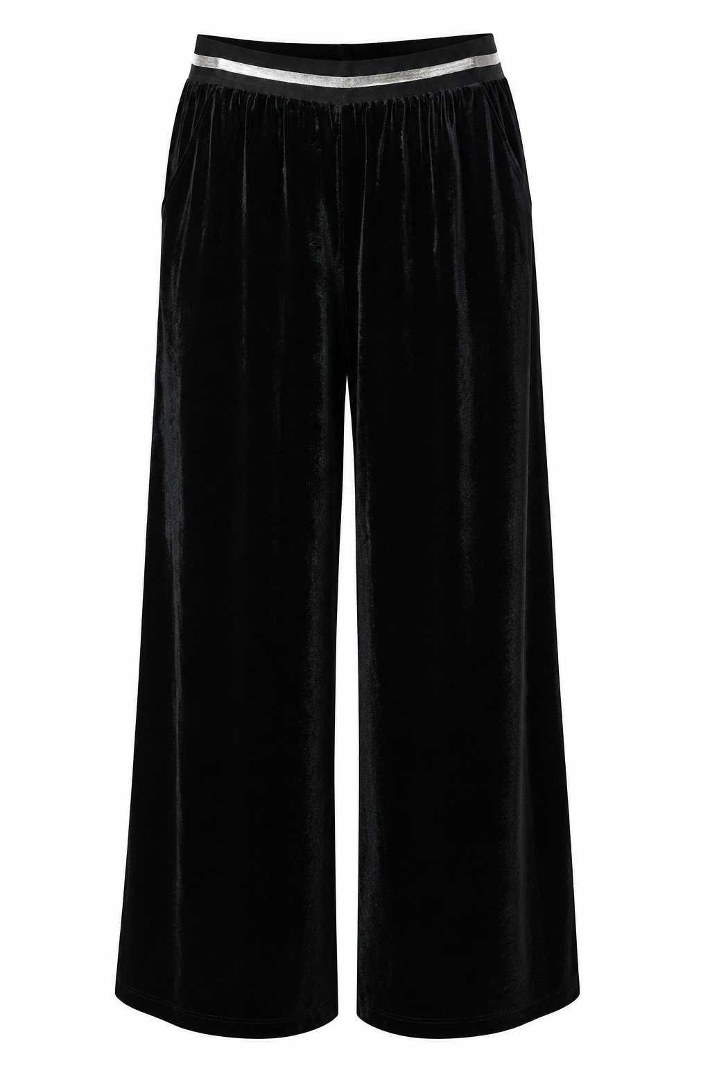 Mulberry Silk Velvet Wide-Leg Trousers
