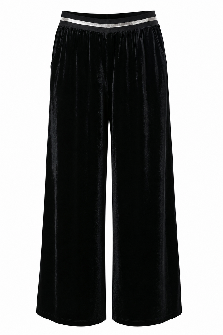 Mulberry Silk Velvet Wide-Leg Trousers