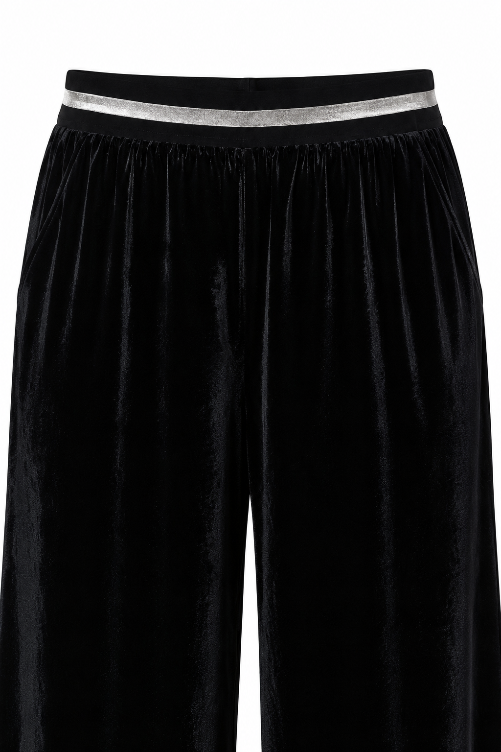 Mulberry Silk Velvet Wide-Leg Trousers