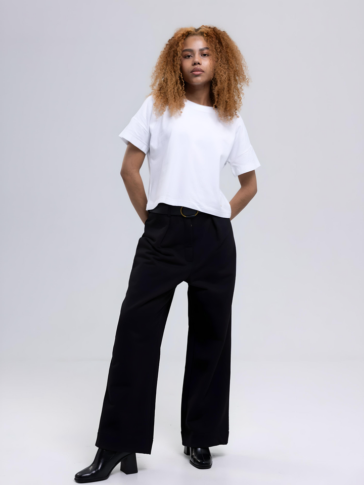 Women's white crop tee by Baleni