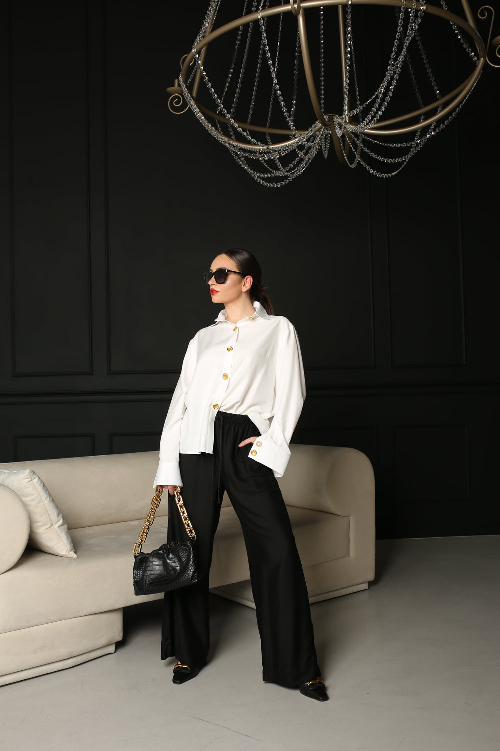 Women's white linen blend shirt by Baleni