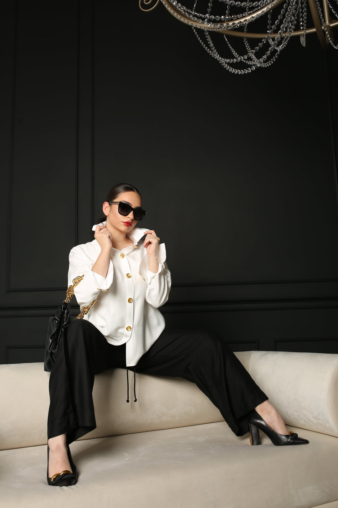 White boxy silk linen shirt