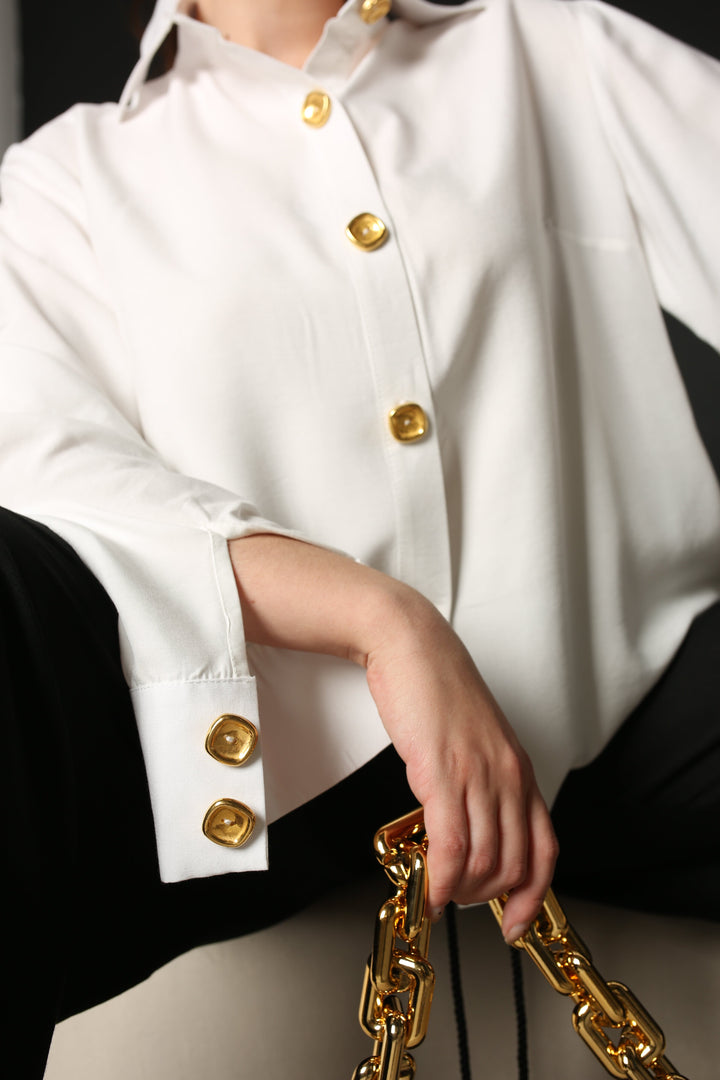 White silk linen shirt made in Armenia