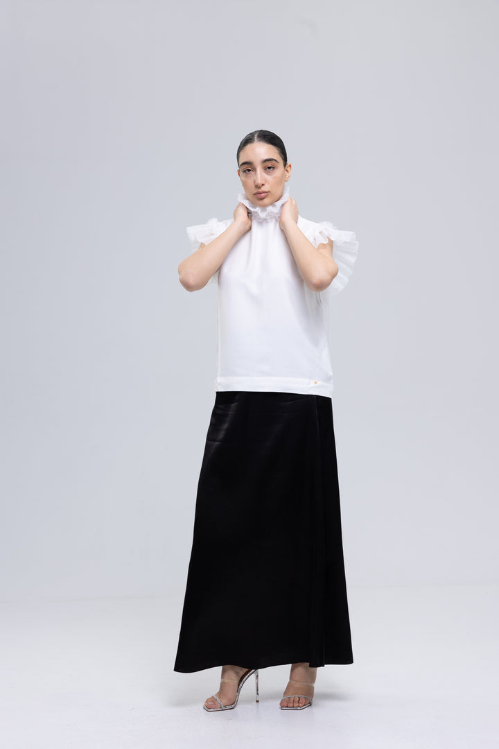 Women's white high neck lace blouse by Baleni
