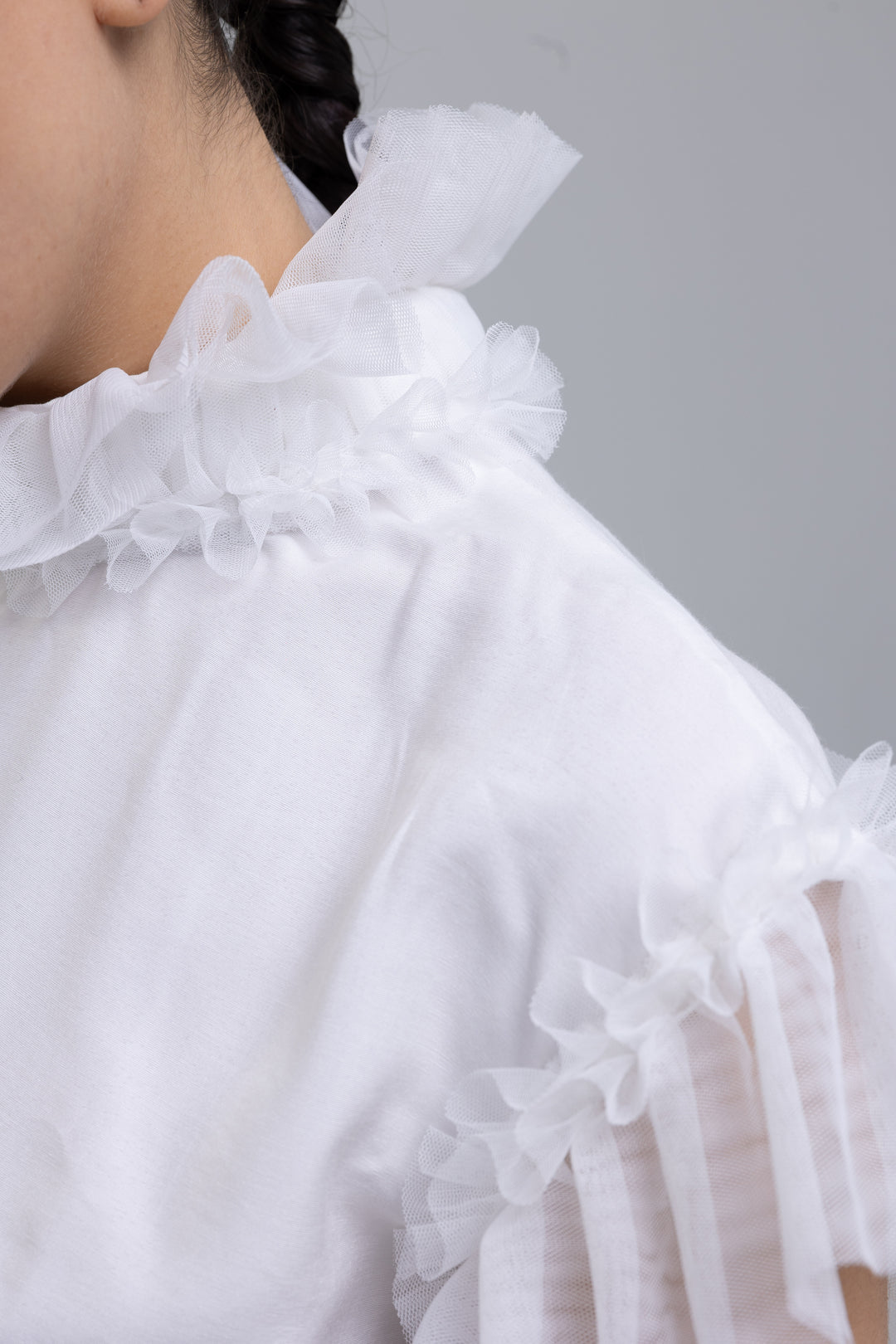White silk linen Victorian blouse