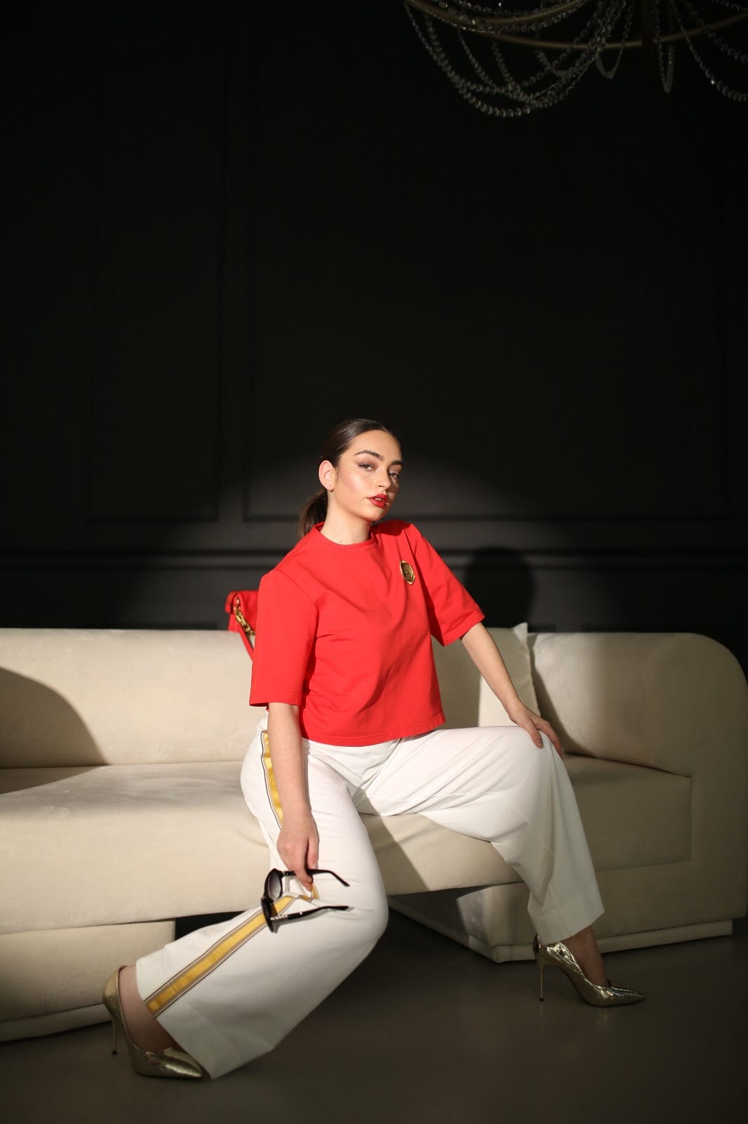 White wide leg pants made in Armenia