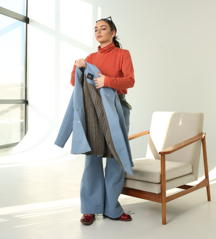 Women's two-piece suit in steel blue - Baleni